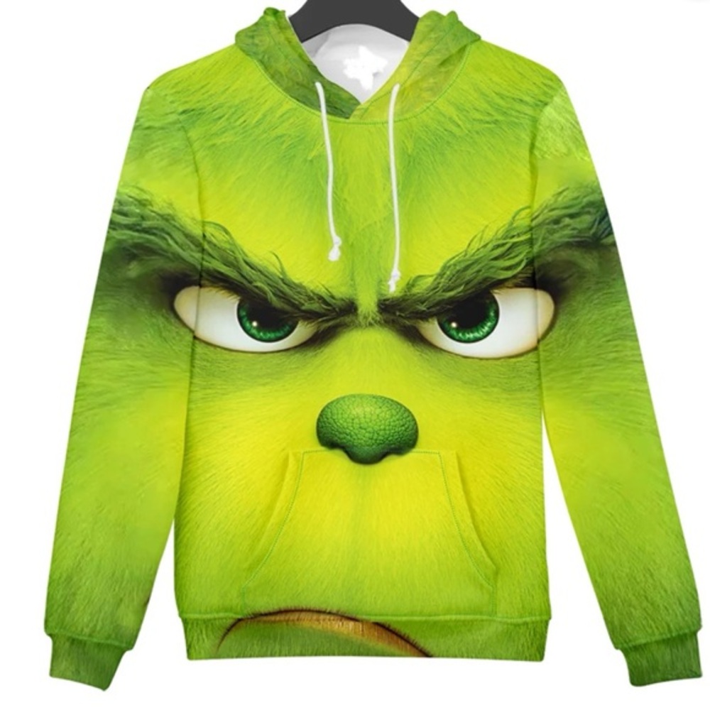 Grinch Hoodie 3D Print HowThe Grinch Stole Christmas green hooded sweatshirt-3XL